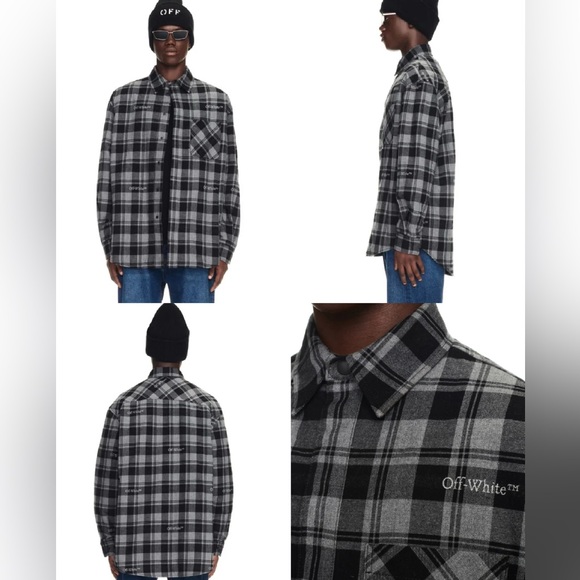 Off-white checked flannel shirt jacket size s - Picture 3 of 11